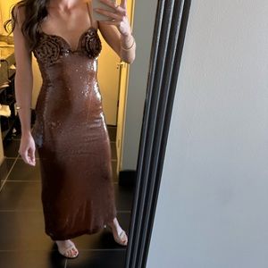 Sequin dress - size small - brown